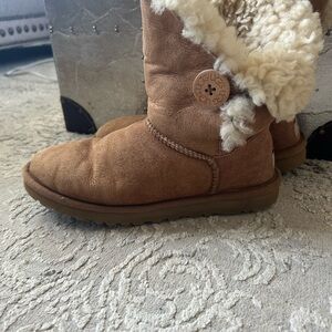 UGG Tan Shearling Button Boots